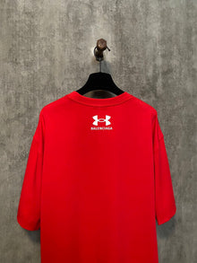 BALENCIAGA UNDER ARMOUR T-SHIRT OVERSIZED FIT IN RED WHITE - Y035