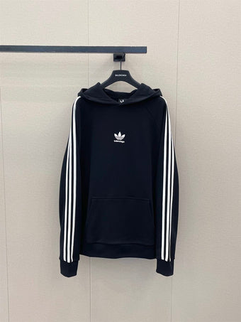 BALENCIAGA X ADIDAS LARGE FIT HOODIE BLACK - BH040