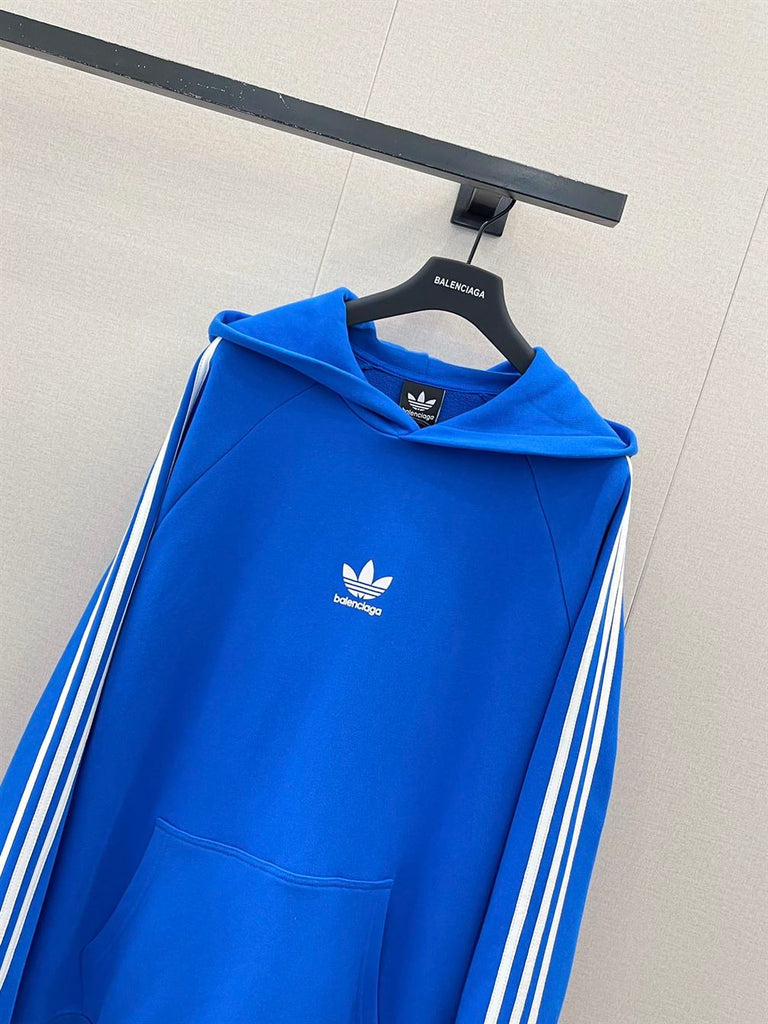 BALENCIAGA X ADIDAS LARGE FIT HOODIE BLUE - BH018