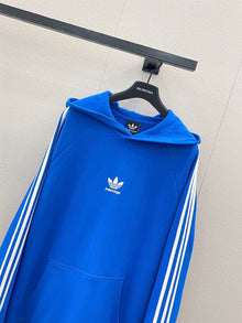 BALENCIAGA X ADIDAS LARGE FIT HOODIE BLUE - BH018