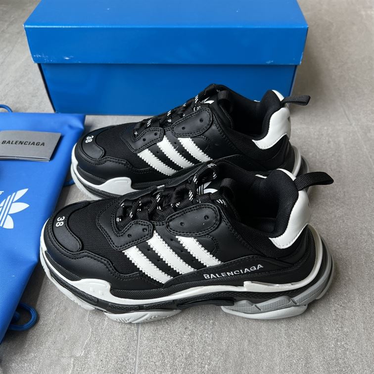 BALENCIAGA X ADIDAS TRIPLE S SNEAKER BLACK WHITE - B015