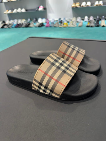 BURBERRY CHECK SLIDES BEIGE - U001