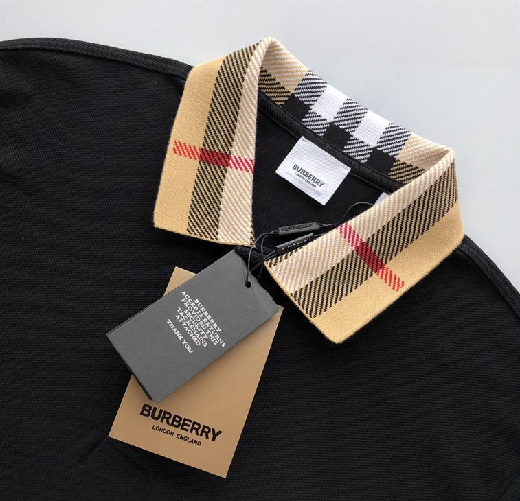 BURBERRY COTTON POLO SHIRT BLACK - W002