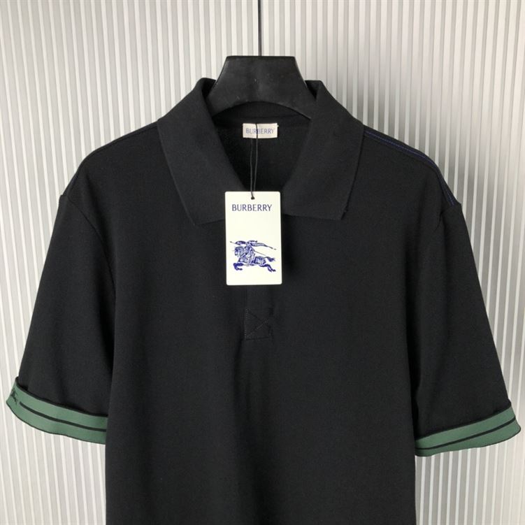 BURBERRY COTTON POLO SHIRT BLACK - W007