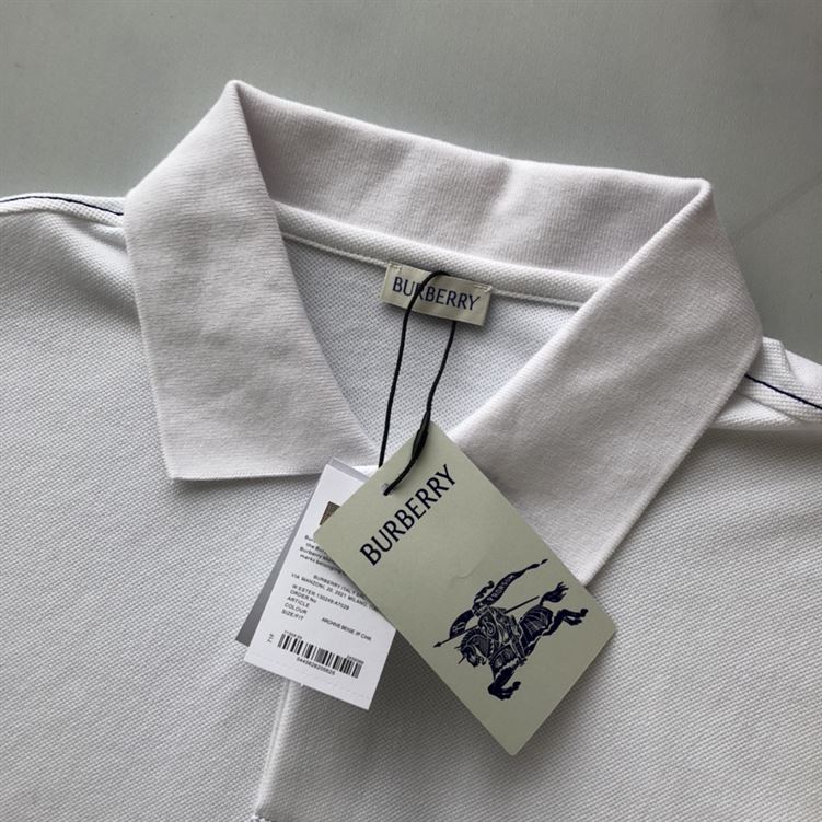 BURBERRY COTTON POLO SHIRT CHALK - W008