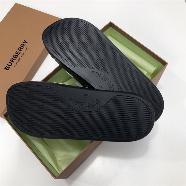 BURBERRY EMBOSSED LOGO SLIDES BUBBLEGUM BLACK - U023