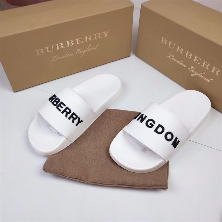 BURBERRY KINGDOM MOTIF SLIDES IN WHITE - U002