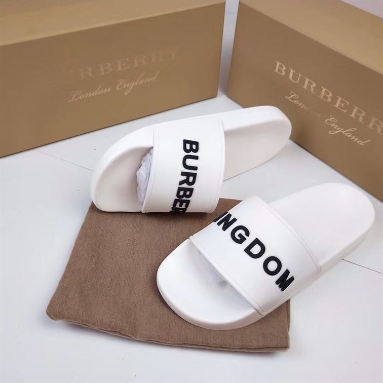 BURBERRY KINGDOM MOTIF SLIDES IN WHITE - U002