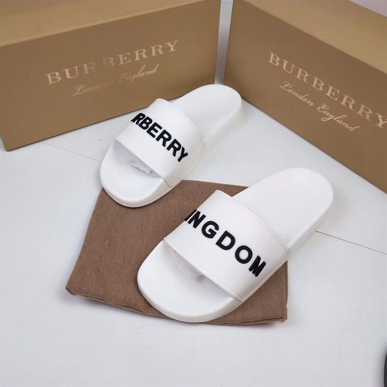 BURBERRY KINGDOM MOTIF SLIDES IN WHITE - U002