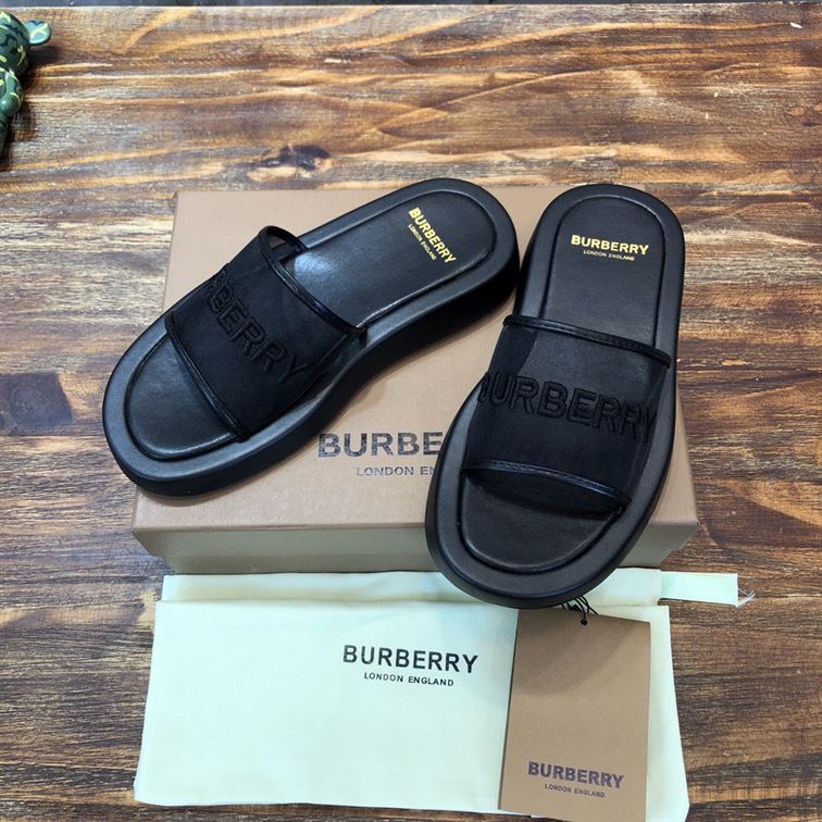 BURBERRY LOGO CANVAS SLIDE SANDALS - U031