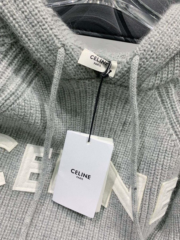 CELINE HOODED SWEATER IN RIBBED WOOL - CR012