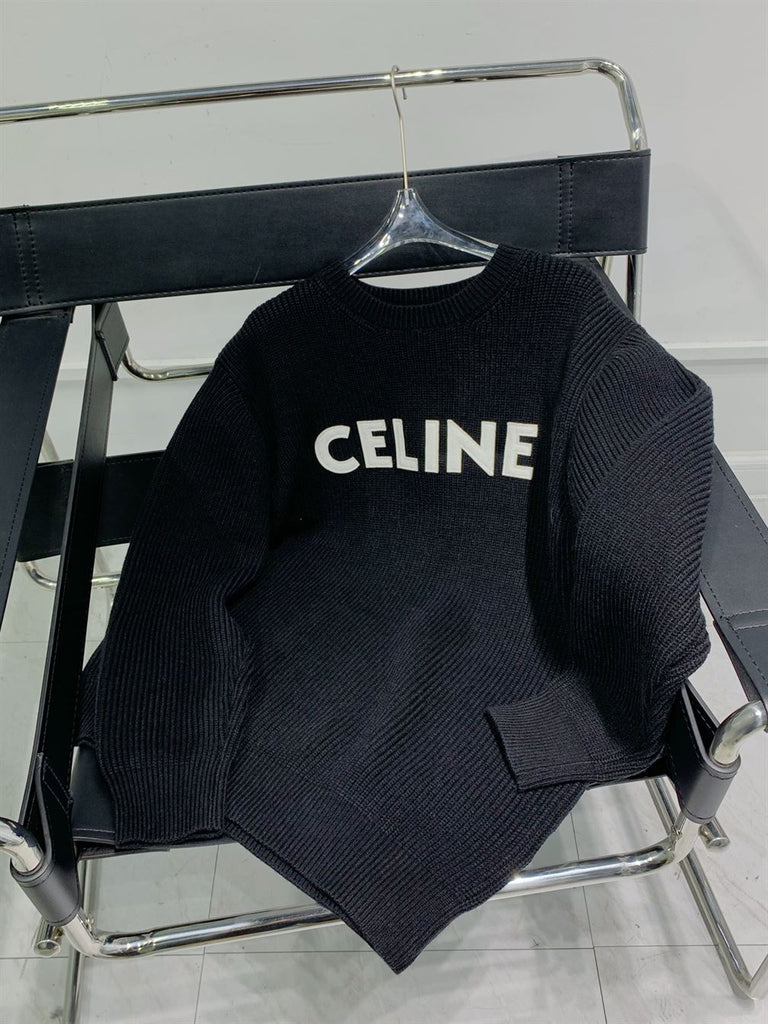 CELINE OVERSIZED SWEATER IN RIBBED WOOL - CR010