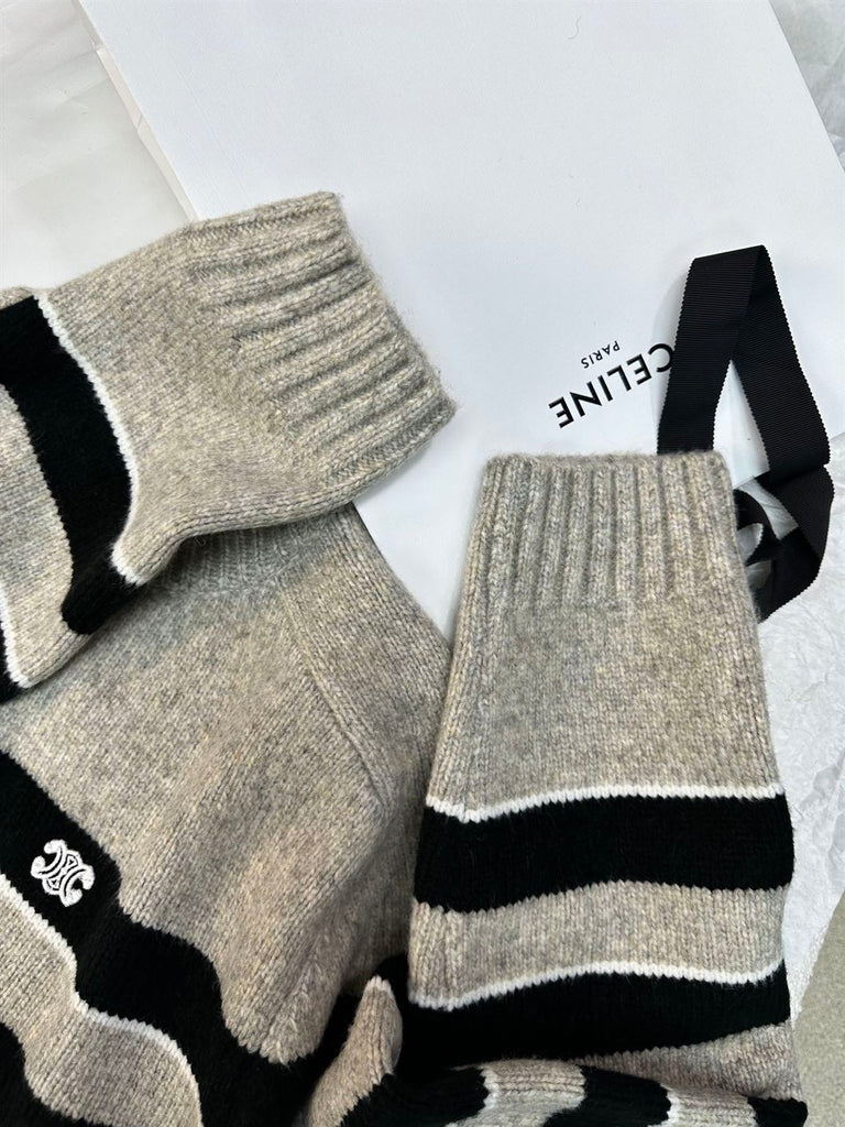 CELINE TRIOMPHE CREW NECK SWEATER IN STRIPED WOOL - CR013