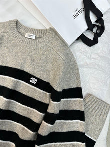 CELINE TRIOMPHE CREW NECK SWEATER IN STRIPED WOOL - CR013