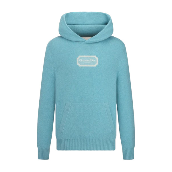 CHRISTIAN DIOR COUTURE HOODED SWEATSHIRT BLUE CASHMERE FLEECE - Z015