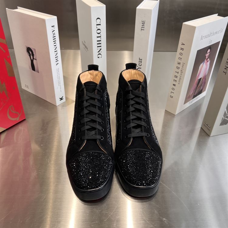 CHRISTIAN LOUBOUTIN LOUIS TRASS BLACK SNEAKERS - C008