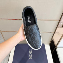 DIOR B101 BLACK CD DIAMOND CANVAS AND SMOOTH CALFSKIN SLIP ON SNEAKERS - I110