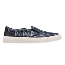 DIOR B101 NAVY BLUE CD DIAMOND CANVAS AND SMOOTH CALFSKIN SLIP ON SNEAKERS - I111