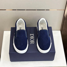 DIOR B101 NAVY BLUE SUEDE AND SMOOTH CALFSKIN SLIP ON SNEAKERS - I112