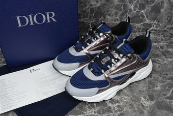 DIOR B22 BLUE TECHNICAL MESH AND SILVER TONE SMOOTH CALFSKIN - I027