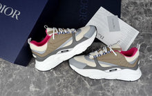 DIOR B22 SNEAKER BEIGE DEEP GREY BROWN CALFSKIN - I036