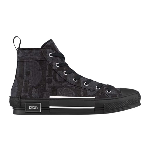 DIOR B23 HIGH-TOP SNEAKER BLACK MAXI DIOR OBLIQUE JACQUARD - I090