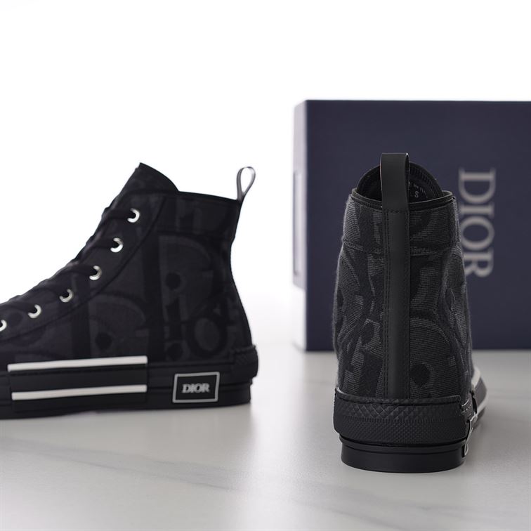 DIOR B23 HIGH-TOP SNEAKER BLACK MAXI DIOR OBLIQUE JACQUARD - I090