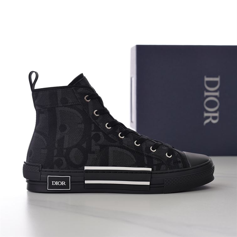 DIOR B23 HIGH-TOP SNEAKER BLACK MAXI DIOR OBLIQUE JACQUARD - I090