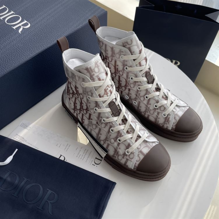 DIOR B23 HIGH-TOP SNEAKER COFFEE DIOR OBLIQUE CANVAS - I109