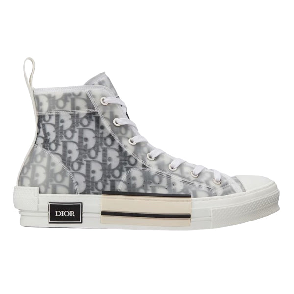 DIOR B23 HIGH-TOP SNEAKER WHITE AND BLACK DIOR OBLIQUE CANVAS - I088