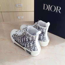 DIOR B23 HIGH-TOP SNEAKER WHITE AND BLACK DIOR OBLIQUE CANVAS - I088