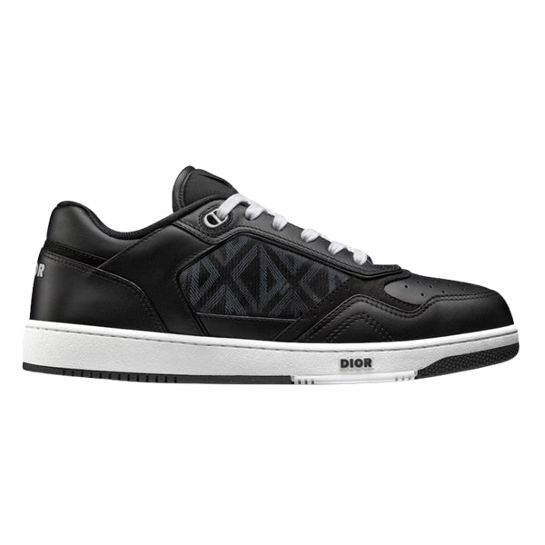 DIOR B27 LOW-TOP SNEAKER BLACK SMOOTH CALFSKIN AND CD DIAMOND CANVAS - I070