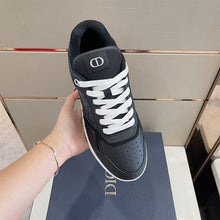 DIOR B27 LOW-TOP SNEAKER BLACK SMOOTH CALFSKIN AND CD DIAMOND CANVAS - I070