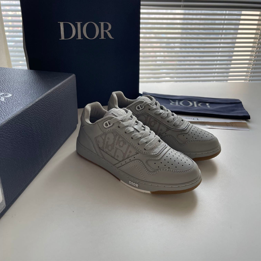 DIOR B27 LOW-TOP SNEAKER GRAY OBLIQUE LEATHER - I076