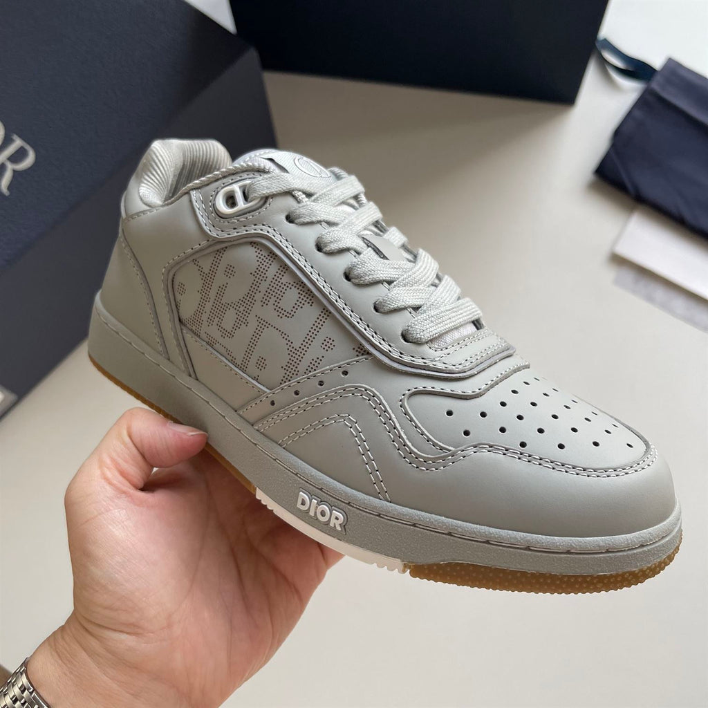 DIOR B27 LOW-TOP SNEAKER GRAY OBLIQUE LEATHER - I076