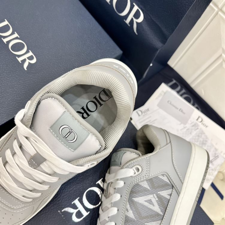 DIOR B27 LOW-TOP SNEAKER GRAY SMOOTH CALFSKIN AND CD DIAMOND CANVAS - I072