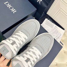 DIOR B27 LOW-TOP SNEAKER GRAY SMOOTH CALFSKIN AND CD DIAMOND CANVAS - I072