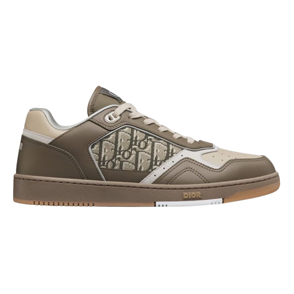 DIOR B27 LOW-TOP SNEAKER KHAKI AND BEIGE SMOOTH CALFSKIN - I066