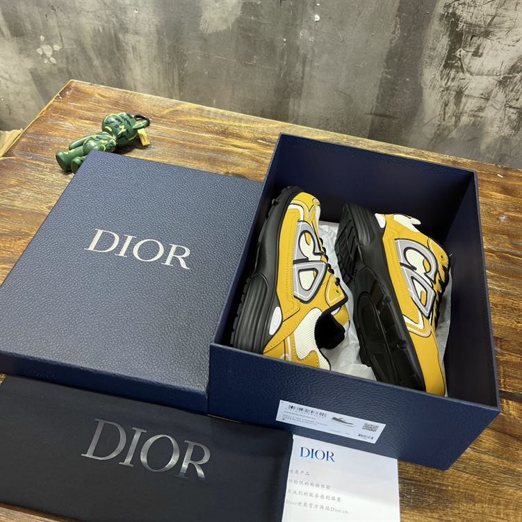 DIOR B30 SNEAKER CREAM MESH YELLOW TECHNICAL FABRIC - I113