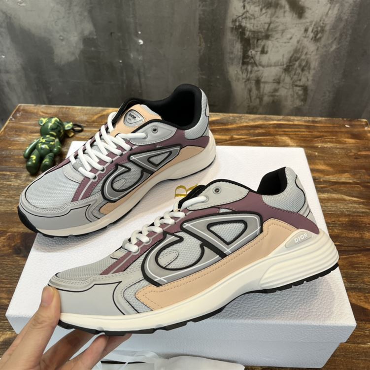 DIOR B30 SNEAKER GRAY MESH WITH LIGHT GREEN BEIGE AND LAVENDER - I118