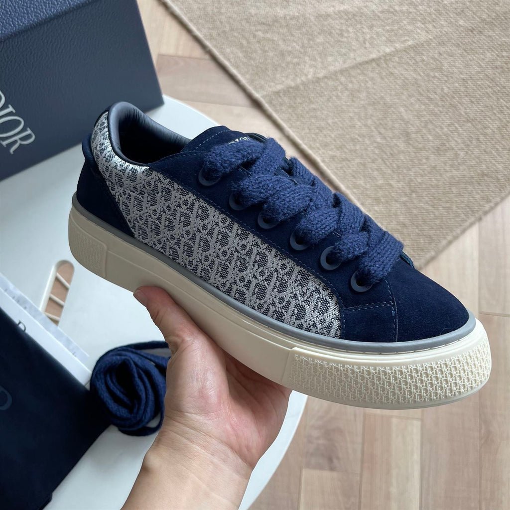 DIOR B33 SNEAKER NAVY BLUE DIOR OBLIQUE JACQUARD AND SUEDE - I093