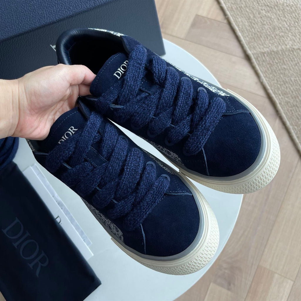 DIOR B33 SNEAKER NAVY BLUE DIOR OBLIQUE JACQUARD AND SUEDE - I093