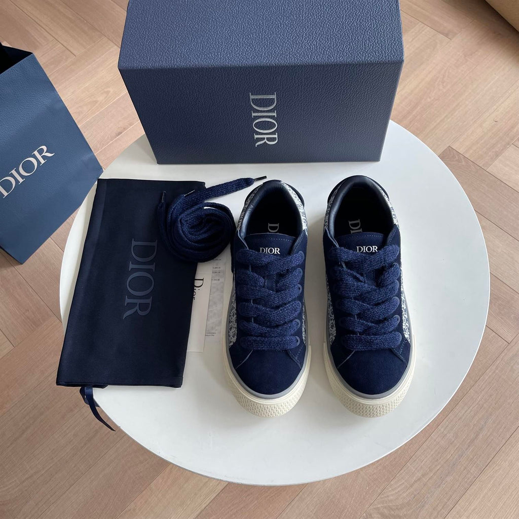 DIOR B33 SNEAKER NAVY BLUE DIOR OBLIQUE JACQUARD AND SUEDE - I093