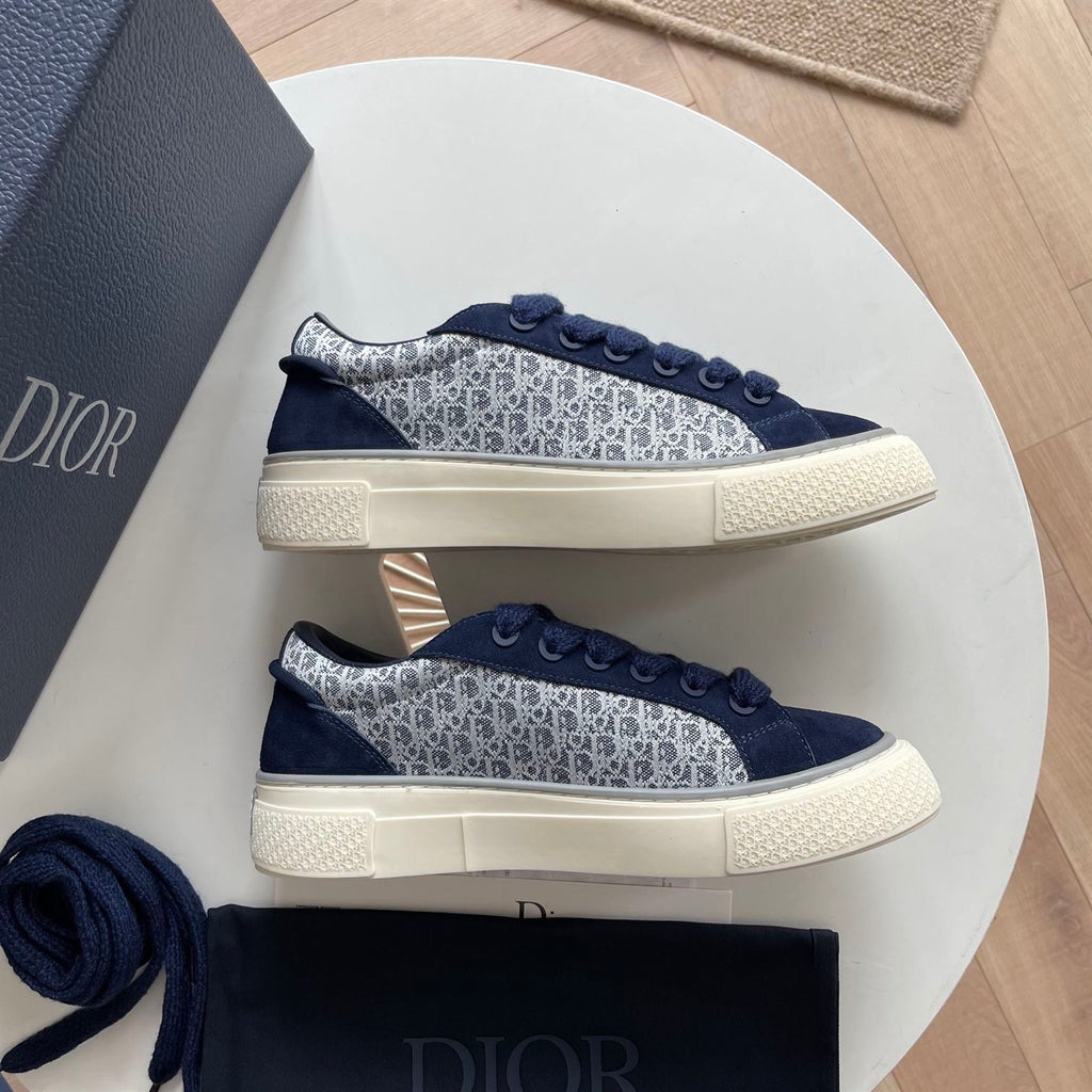 DIOR B33 SNEAKER NAVY BLUE DIOR OBLIQUE JACQUARD AND SUEDE - I093