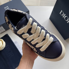 DIOR B33 SNEAKER NAVY BLUE SMOOTH CALFSKIN OBLIQUE RAISED EMBROIDERY - I108