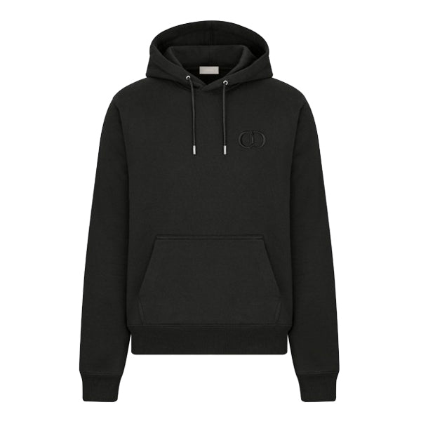 DIOR CD ICON HOODED SWEATSHIRT BLACK COTTON FLEECE - Z007