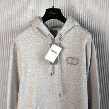 DIOR CD ICON HOODED SWEATSHIRT GRAY COTTON FLEECE - Z006