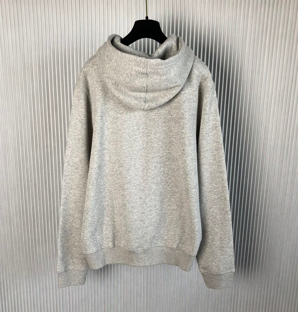 DIOR CD ICON HOODED SWEATSHIRT GRAY COTTON FLEECE - Z006