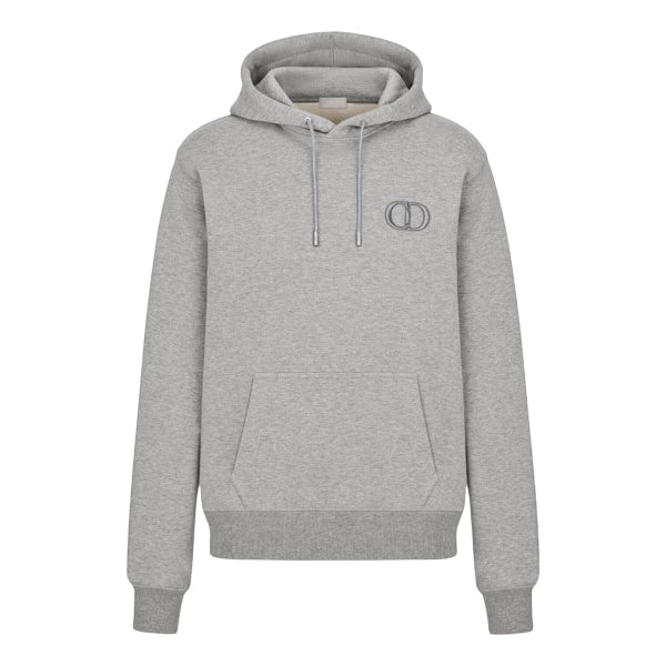 DIOR CD ICON HOODED SWEATSHIRT GRAY COTTON FLEECE - Z006