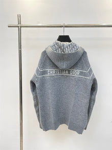 DIOR GREY OBLIQUE REVERSIBLE ZIP HOODIE - CB013